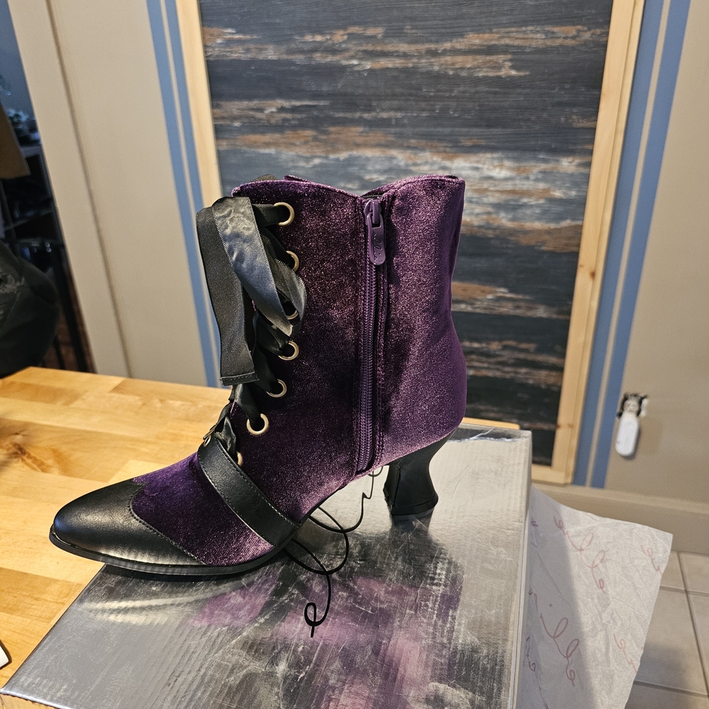 Elegant Purple and Black Women's Ankle Boots By ELLIE - Picture 8 of 10